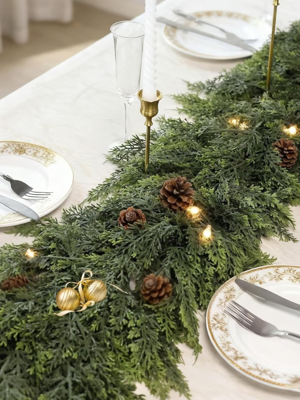 Set of Two Festive Green Cedar Garland. 6 Feet each. NEW.